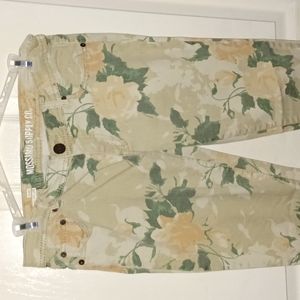 Mossimo cream green peach floral skinny jeans